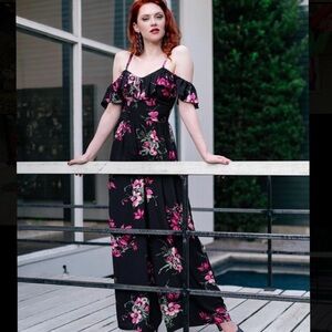 SOLD***Trashy Diva Magenta Floral Hollywood Jumpsuit size 8